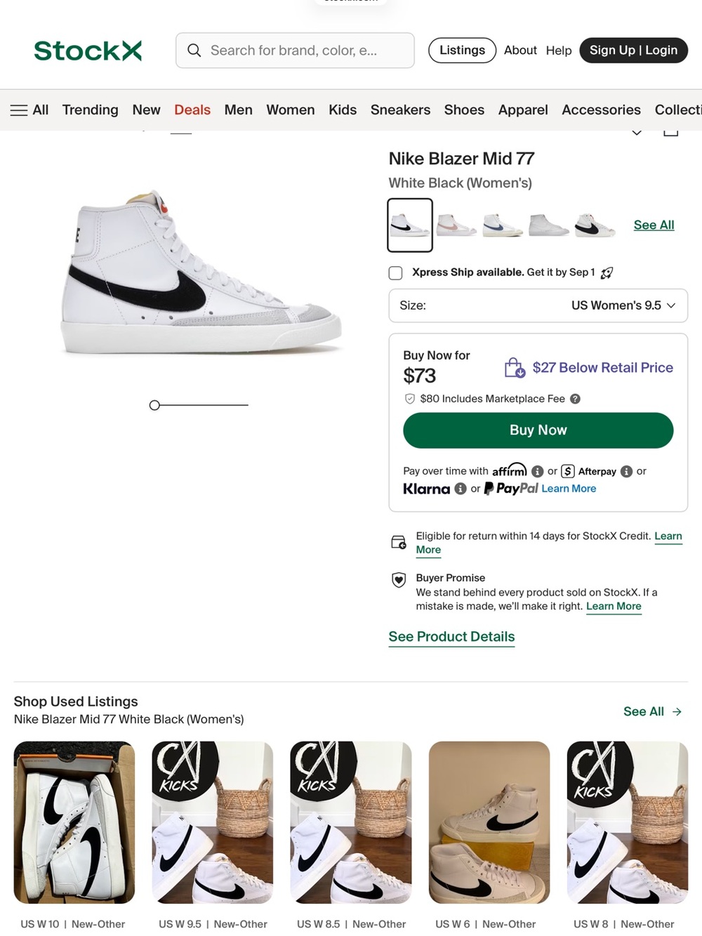 Nike Blazer Mid '77 High Top Sneakers - White/Black